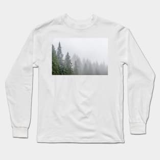 Fog Blanketed Evergreen Trees Long Sleeve T-Shirt